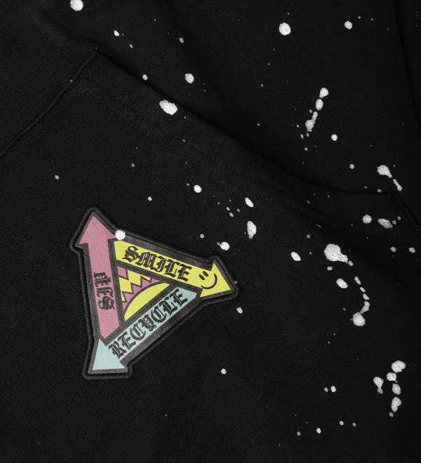 Black Paint Splatter Cotton Hoodie Supply - Image 3